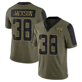 Jacksonville Jaguars Men's Ja'Quinden Jackson Limited 2021 Salute To Service Jersey - Olive