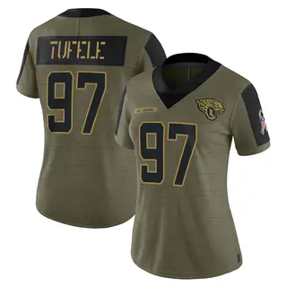 Jacksonville Jaguars Women's Jay Tufele Limited 2021 Salute To Service Jersey - Olive