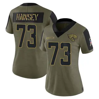 Jacksonville Jaguars Women's Robert Hainsey Limited 2021 Salute To Service Jersey - Olive