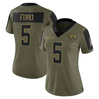 Jacksonville Jaguars Women's Rudy Ford Limited 2021 Salute To Service Jersey - Olive