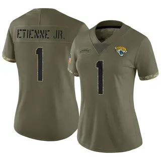Jacksonville Jaguars Women's Travis Etienne Jr. Limited 2022 Salute To Service Jersey - Olive