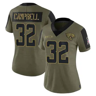 Jacksonville Jaguars Women's Tyson Campbell Limited 2021 Salute To Service Jersey - Olive