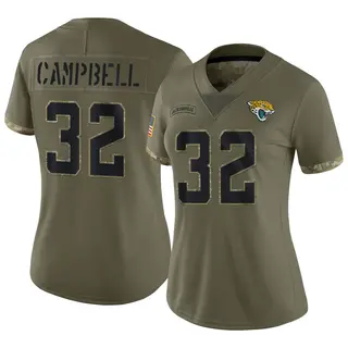 Jacksonville Jaguars Women's Tyson Campbell Limited 2022 Salute To Service Jersey - Olive