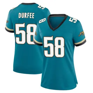 Jacksonville Jaguars Women's Zach Durfee Game Prowler Throwback Jersey - Teal
