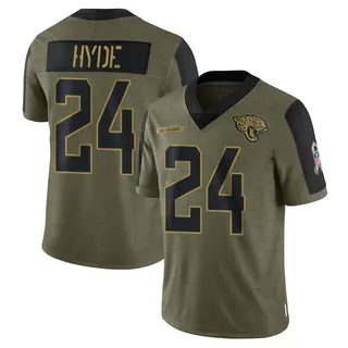 Jacksonville Jaguars Youth Carlos Hyde Limited 2021 Salute To Service Jersey - Olive