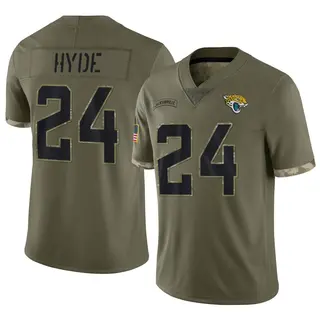 Jacksonville Jaguars Youth Carlos Hyde Limited 2022 Salute To Service Jersey - Olive