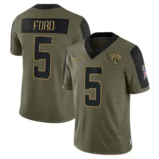 Jacksonville Jaguars Youth Rudy Ford Limited 2021 Salute To Service Jersey - Olive